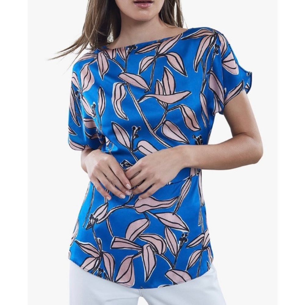 Reiss Blue and Pink Floral Blouse